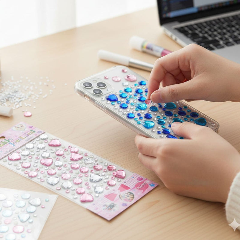 Sparkling Crystal Heart Stickers for Crafts & Decoration