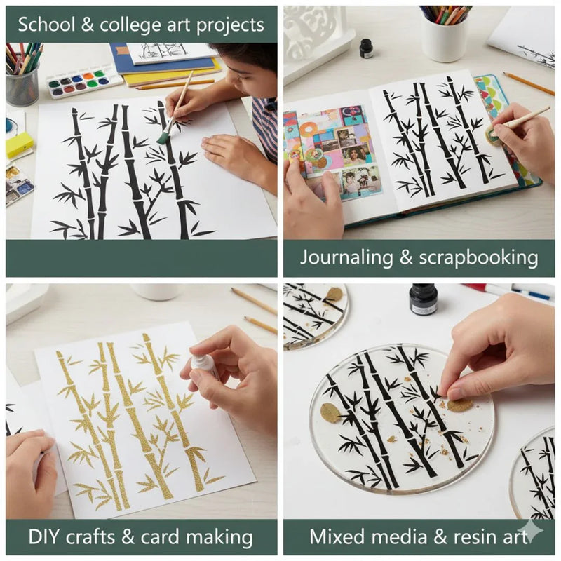 Drawing Stencil Plastic A4 Bamboo Trees