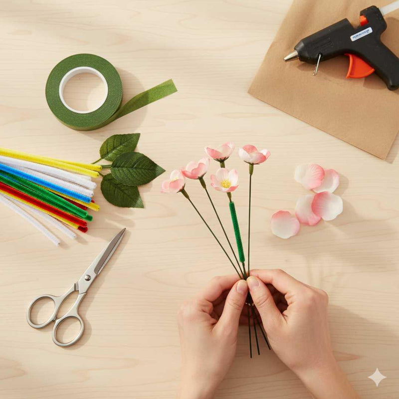 (Buy 1 Get 1 Free) Premium Craft Flower Making Tape l  Green l Pack of 1 l Used in combination with pipe cleaners