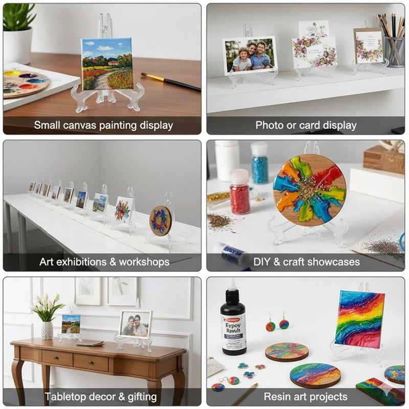4 inch Acrylic easel for Canvas MDF Resin Frame Stands for Professional Photo and Art Display-