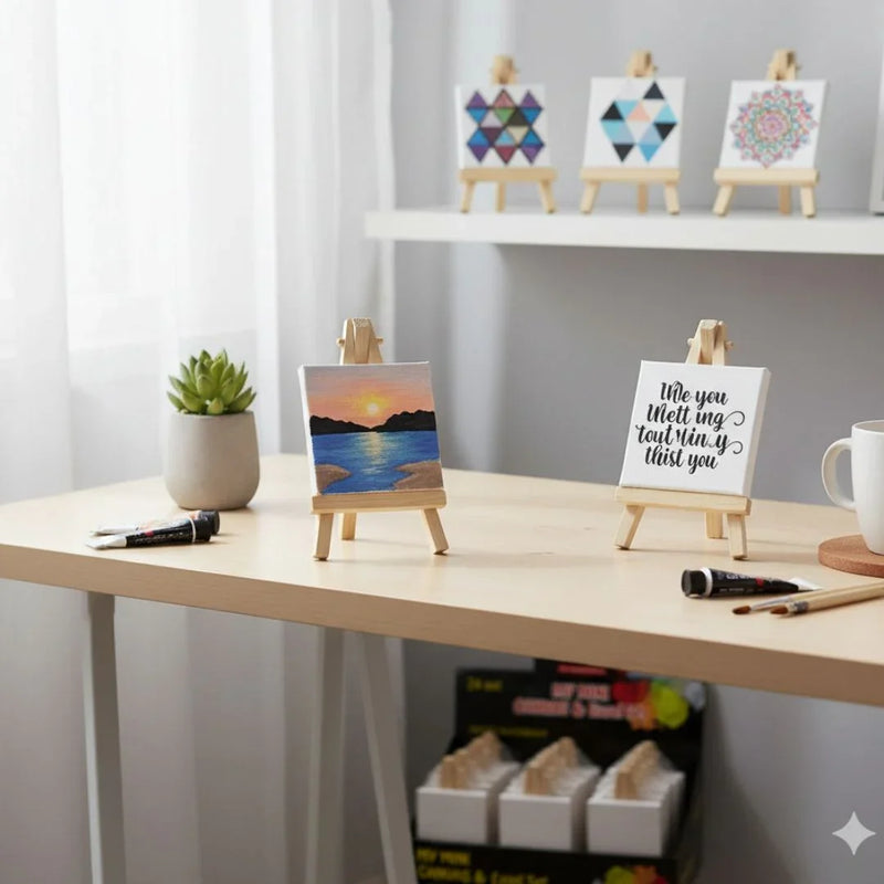 Wooden Easel with Canvas (10*10) | Canvas & easel