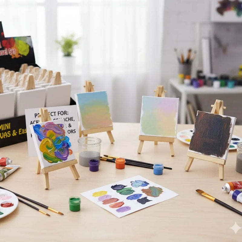 Wooden Easel with Canvas (10*10) | Canvas & easel