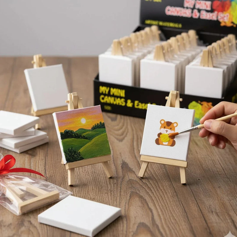 Wooden Easel with Canvas (10*10) | Canvas & easel