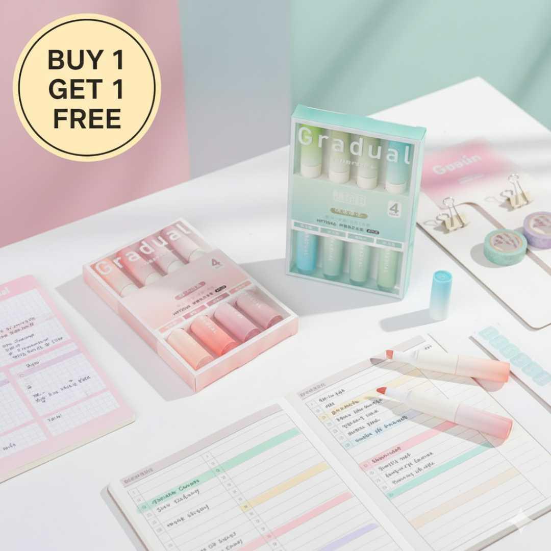 (Buy 1 Get 1 FREE) Dreamy Pastel highlighter (Pack of 4 HIGHLIGHTERS) I Gradual toned Highlighters I Pastel Mildliners