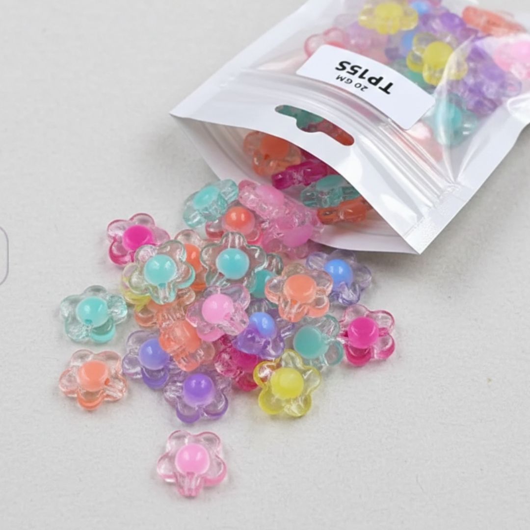 Colorful Flower Cap Craft Beads (20gm) pack of 1