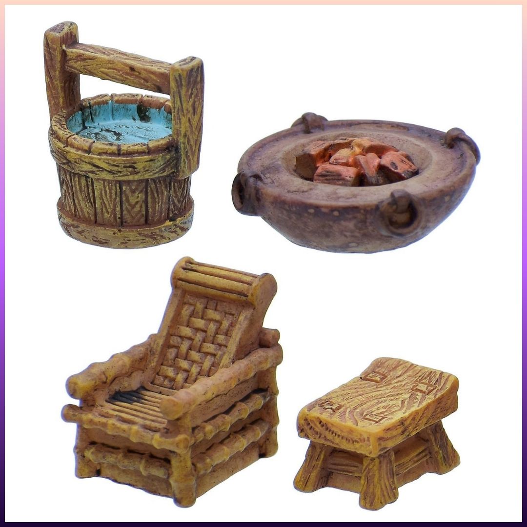 Miniature Model Vintage Home Accessories 4 Pcs