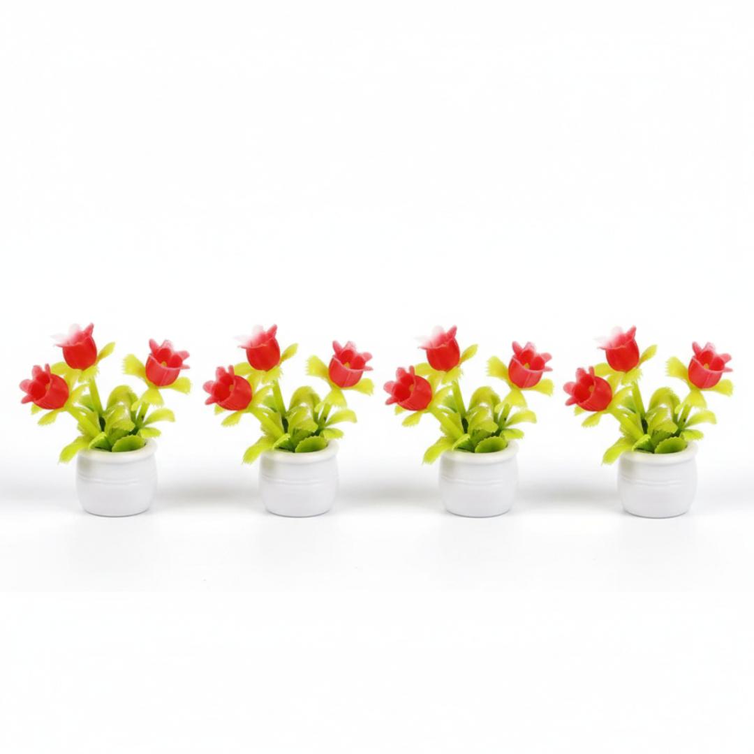 Miniature Red Tulip Flower Plant (4 pcs) | Pack of 1