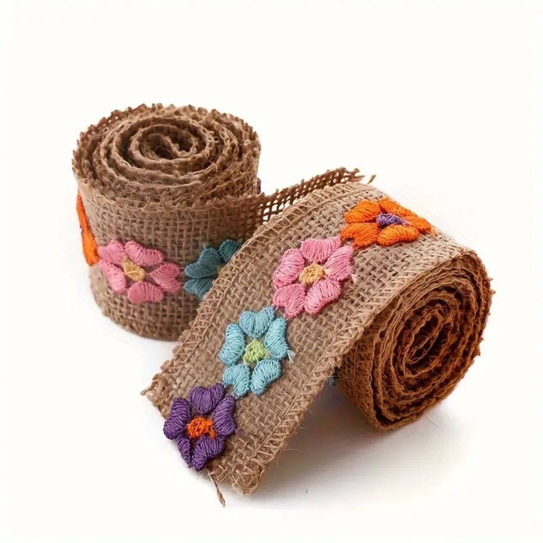 Cute Floral Jute Lace Rolls l Pack of 1 contains 12 rolls