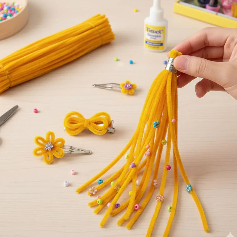 Golden Yellow Plain Pipe Cleaner for Craft and Bouquet l Pack of 100Pc