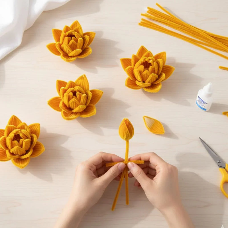 Golden Yellow Plain Pipe Cleaner for Craft and Bouquet l Pack of 100Pc