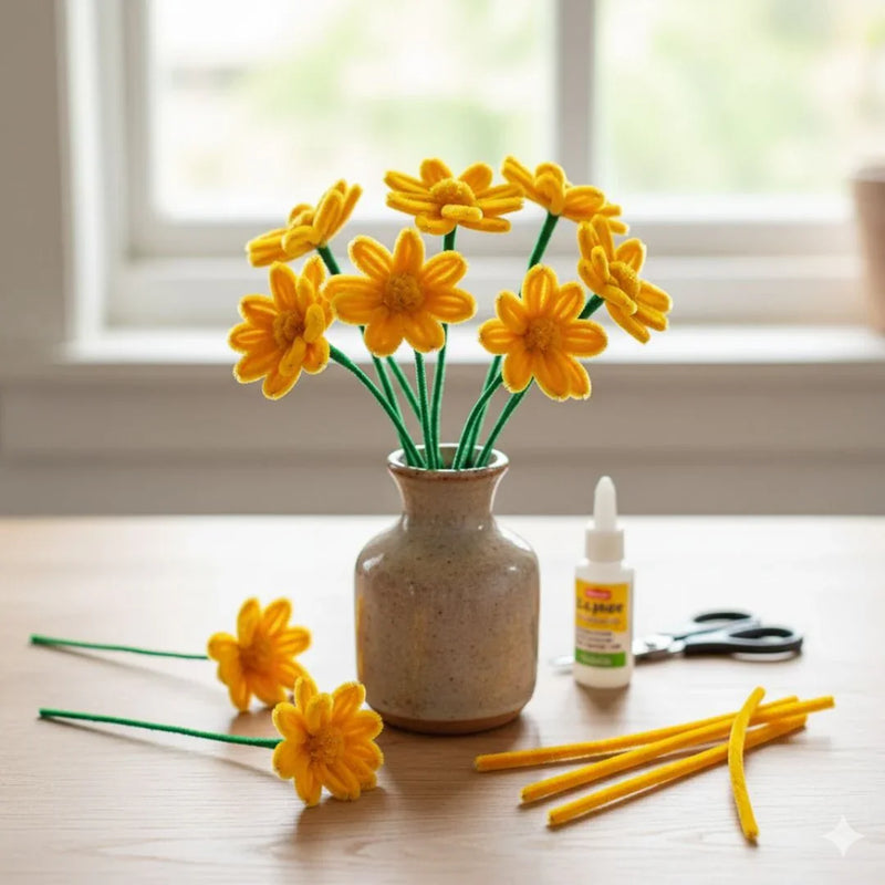 Golden Yellow Plain Pipe Cleaner for Craft and Bouquet l Pack of 100Pc
