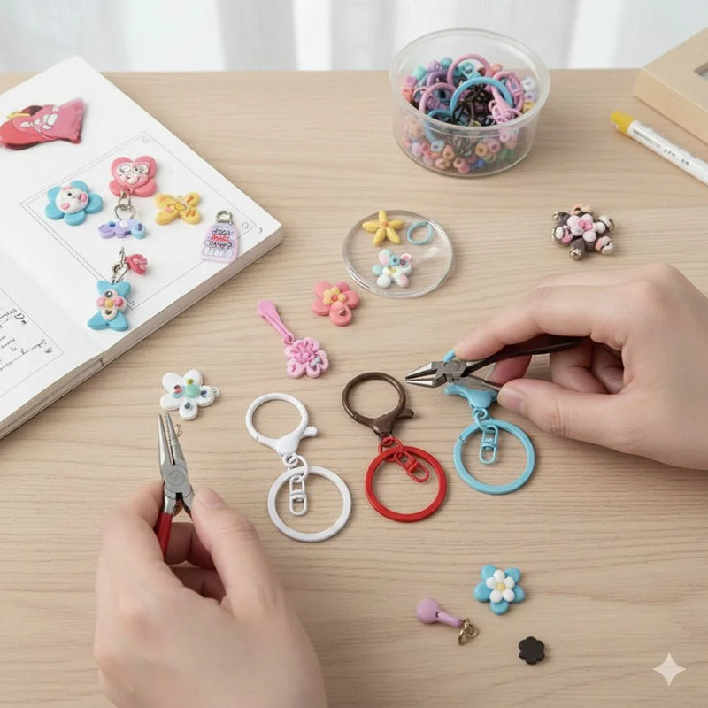 Key Ring With Hook Multicolor 1.6X30Mm