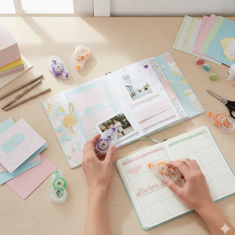 Glue Tape, Double-Sided Adhesive Glue Tape Roller. for Crafting, Card Making, Bullet Journal, Photo Albums and Scrapbooking