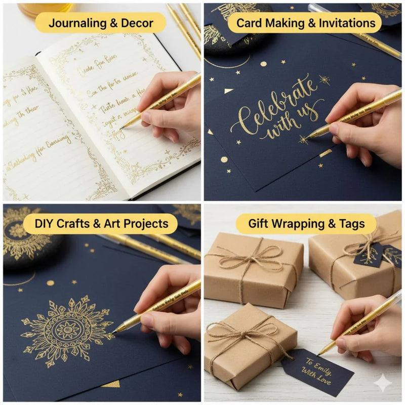 (Buy 1 Get 1 FREE) Golden Rolly Gel Pens For Doodle, Mandala, Sketching 1 unit