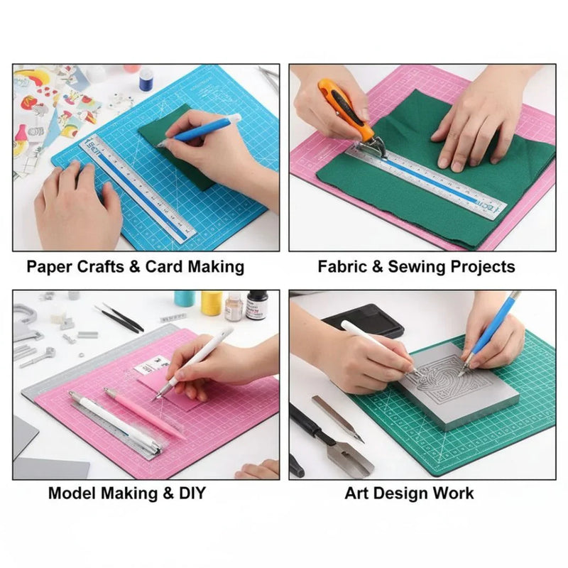 Essential Craft Tools Combo Kit: A5 Cutting Mat, Precision Knife & Steel Ruler