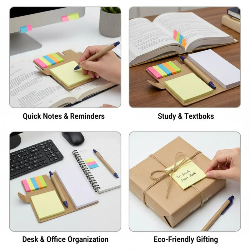 Memo Pad with pen and sticky notes (Easy to carry & fold)