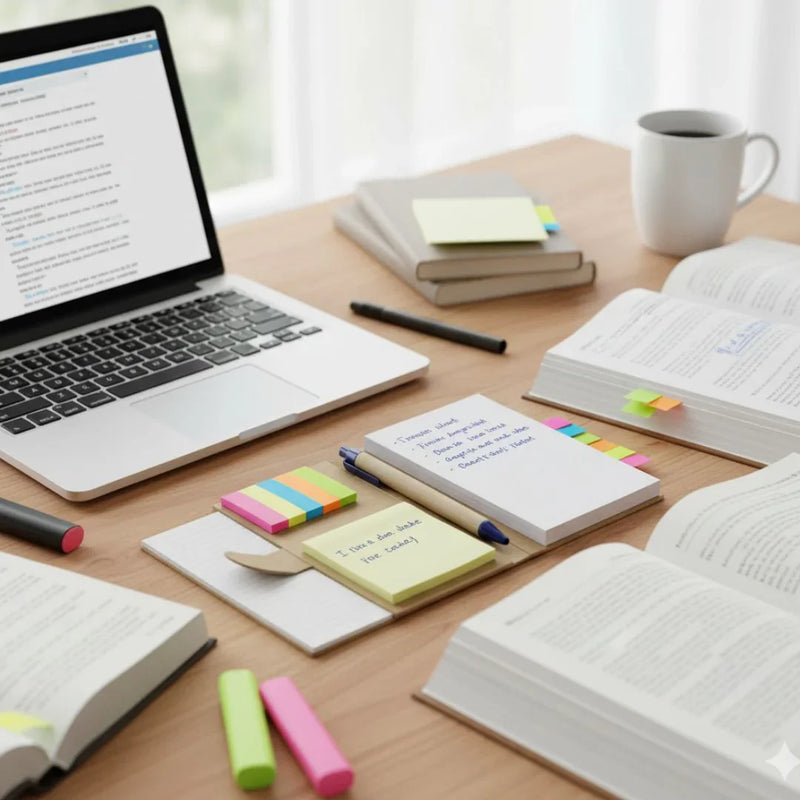 Memo Pad with pen and sticky notes (Easy to carry & fold)