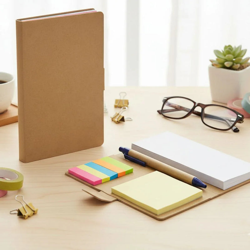 Memo Pad with pen and sticky notes (Easy to carry & fold)