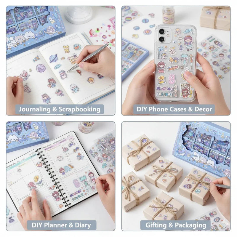 Aesthetic Korean stickers box | All surface stickers | Jumbo Pack of 200 stickers