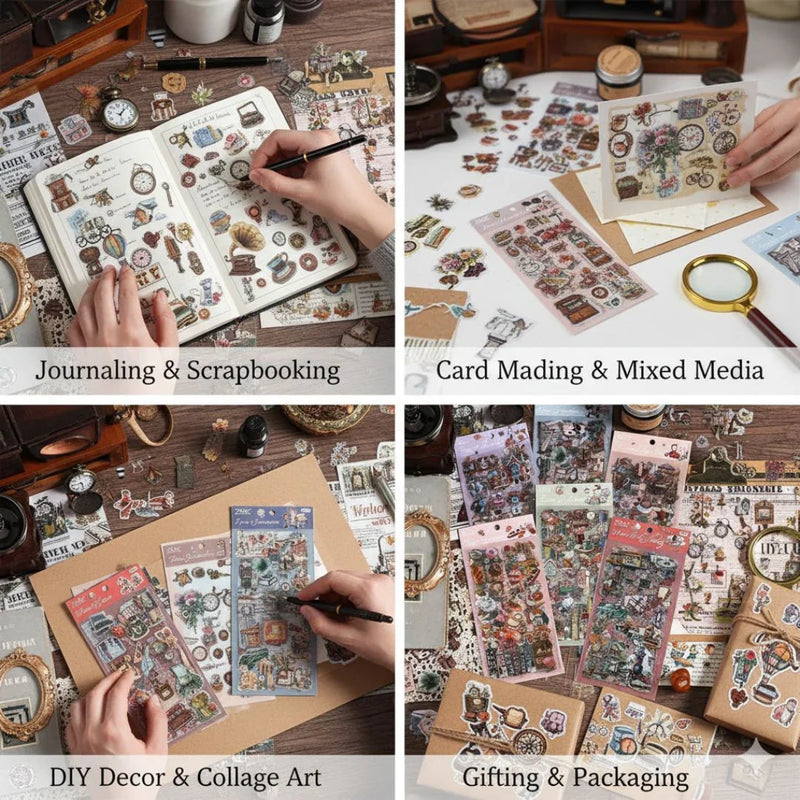 (Buy 1 Get 1 Free) Premium Fantasy-Themed Journaling Stickers – Pack of 6 Sheets – Magical Aesthetic Stickers for Scrapbooking & Planners