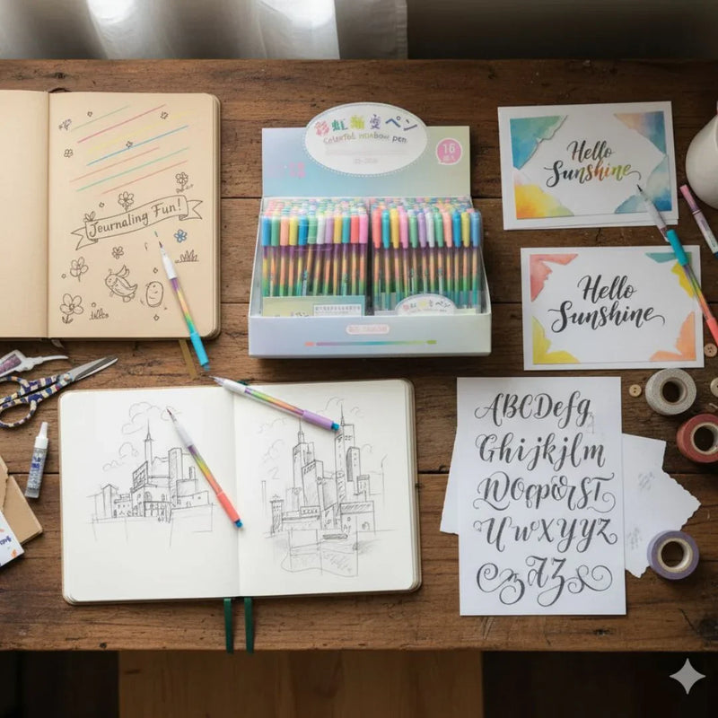 (Buy 1 Get 1 Free) Coloring Fluorescent/Glitter Pen  Rainbow Colour I Contains 1 Pen