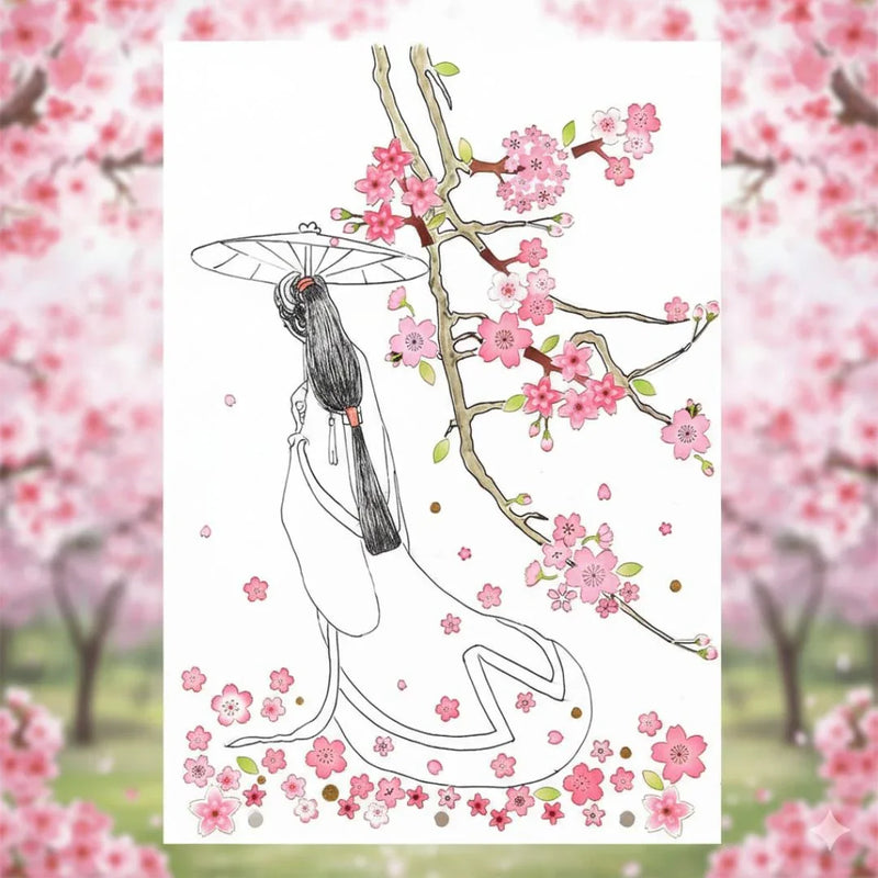 (Buy 1 Get 1 Free) Cherry blossom 3d decorative sticker for journaling and scrapbooking  -Pack of 1 sheet