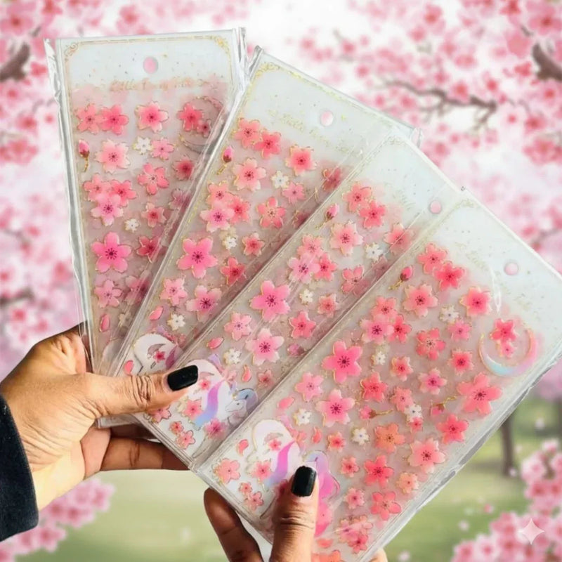 (Buy 1 Get 1 Free) Cherry blossom 3d decorative sticker for journaling and scrapbooking  -Pack of 1 sheet
