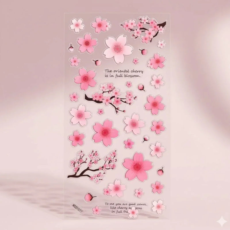 (Buy 1 Get 1 Free) Cherry blossom 3d decorative sticker for journaling and scrapbooking  -Pack of 1 sheet