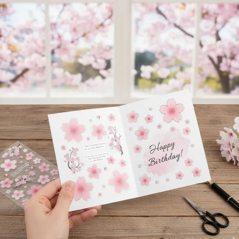 (Buy 1 Get 1 Free) Cherry blossom 3d decorative sticker for journaling and scrapbooking  -Pack of 1 sheet