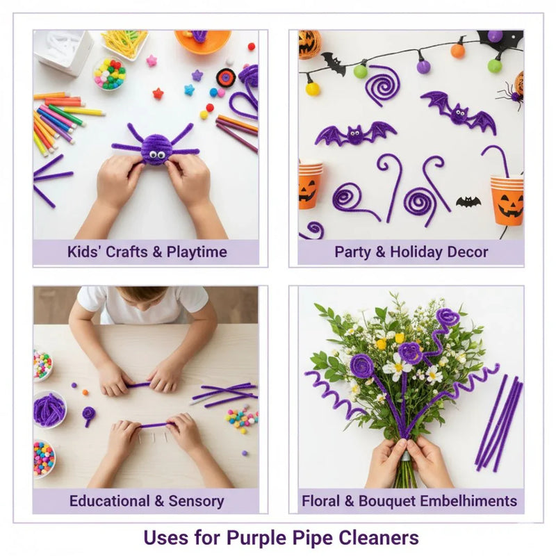 Purple Plain Pipe Cleaner for Craft and Bouquet l Pack of 100Pc