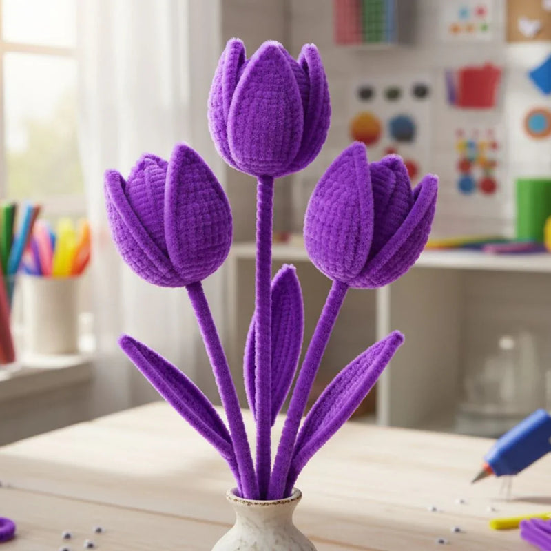 Purple Plain Pipe Cleaner for Craft and Bouquet l Pack of 100Pc