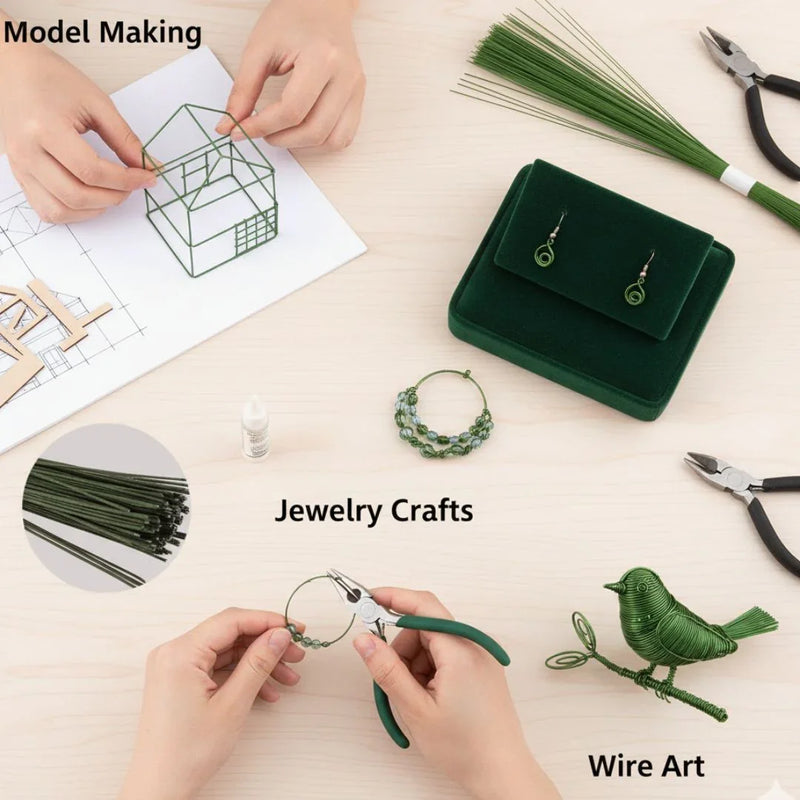 Wire 12Inch 22Gauge 100 Dark Green | Used in combination with pipe cleaners