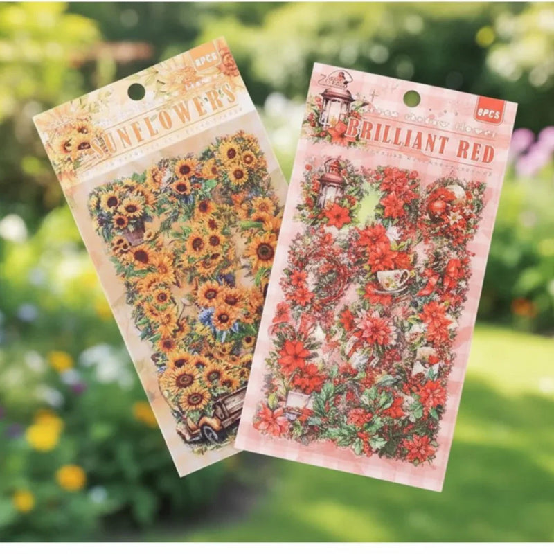 (Buy 1 Get 1 Free) Premium Floral Journaling Stickers l Pack of 6 Sheets l Elegant Floral Stickers for Scrapbooking & Planners