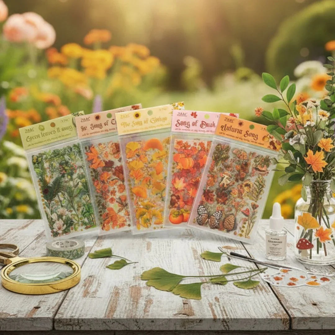Combo Offer 4 packs (32 sheets) Natural dried flower Sheet stickers for Journaling & Resin
