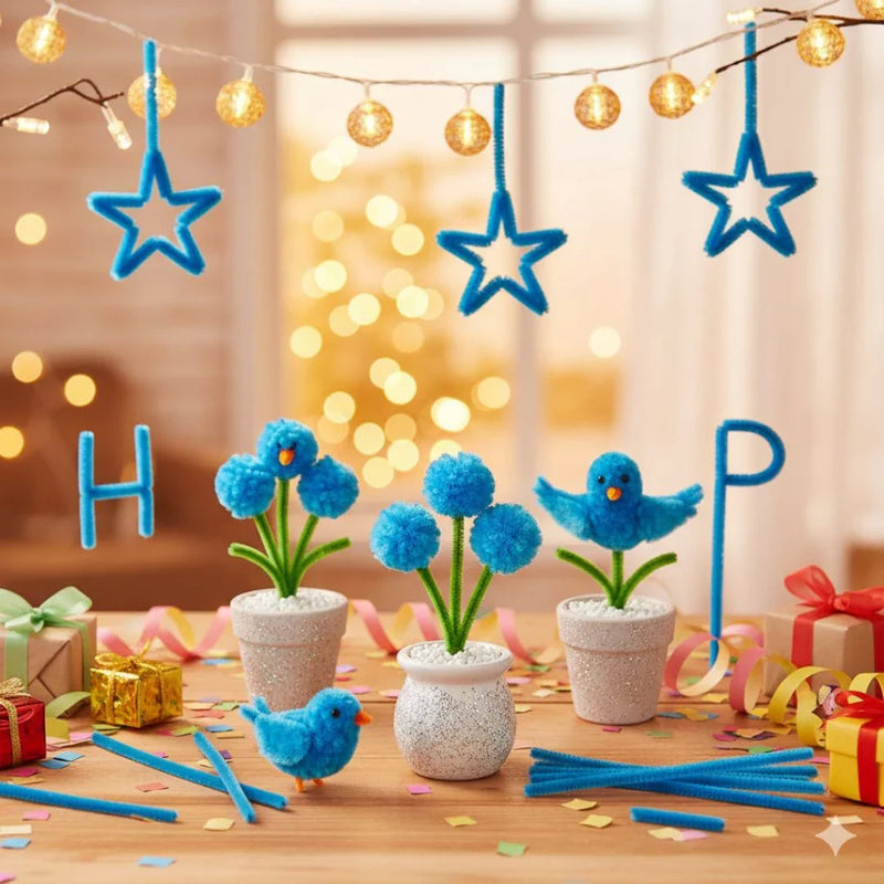 Light Blue Plain Pipe Cleaner for Craft and Bouquet l Pack of 100Pc