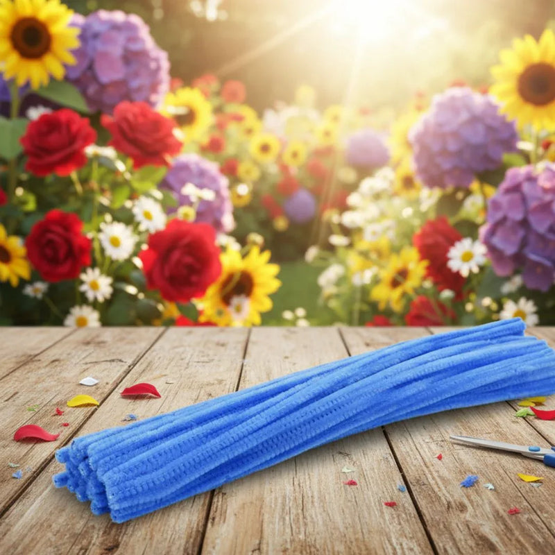 Light Blue Plain Pipe Cleaner for Craft and Bouquet l Pack of 100Pc