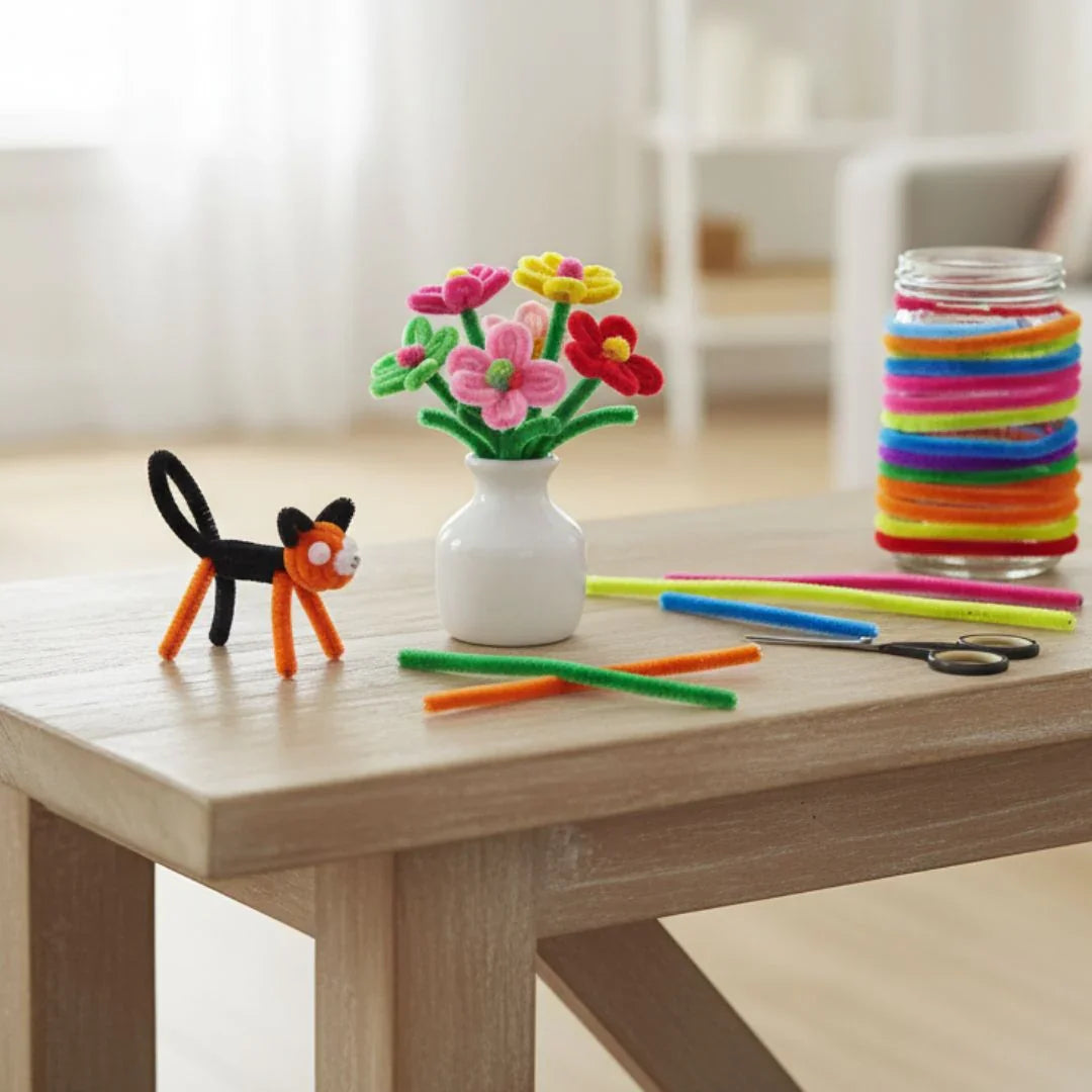 Pipe Cleaner Plain  Multi Colored for Craft and Bouquet 100pcs Pack of 1