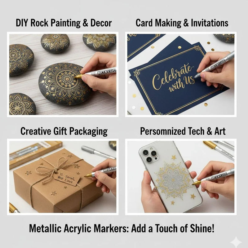 (Buy 1 Get 1 Free)Silver Acrylic Marker – Metallic Paint Pen for Resin Art, DIY & All-Surface Detailing