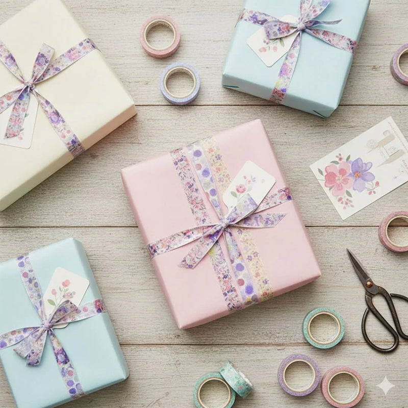 (Pack of 2) Floral washi tapes I Masking tape I Journaling tapes I Scrapbook tapes