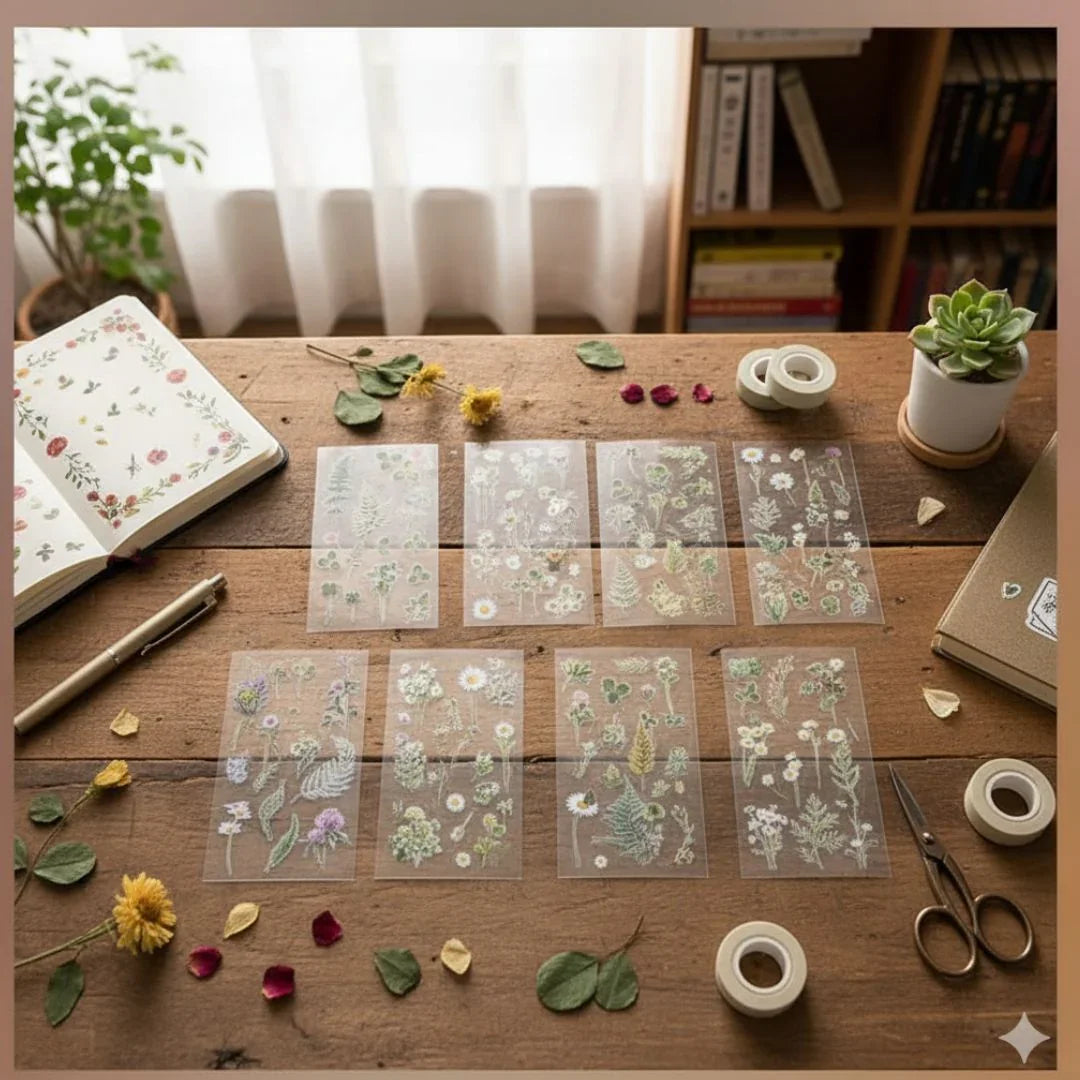 Natural dried flower like Sheet stickers for Journaling & Resin (Pack of 6 pcs)