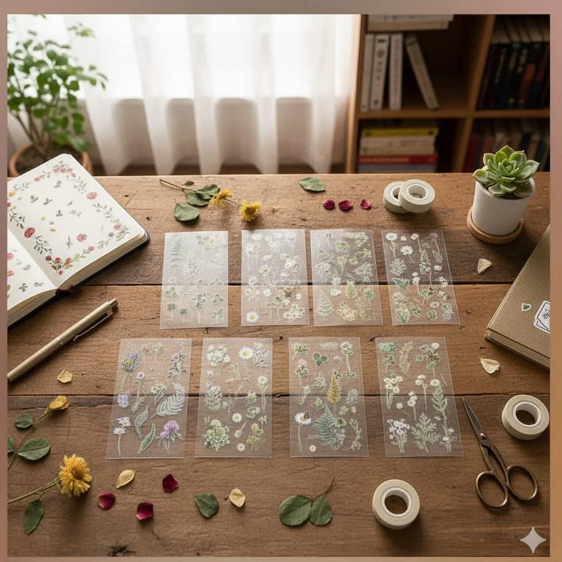 Natural dried flower Sheet stickers for Journaling & Resin (Pack of 6 pcs)