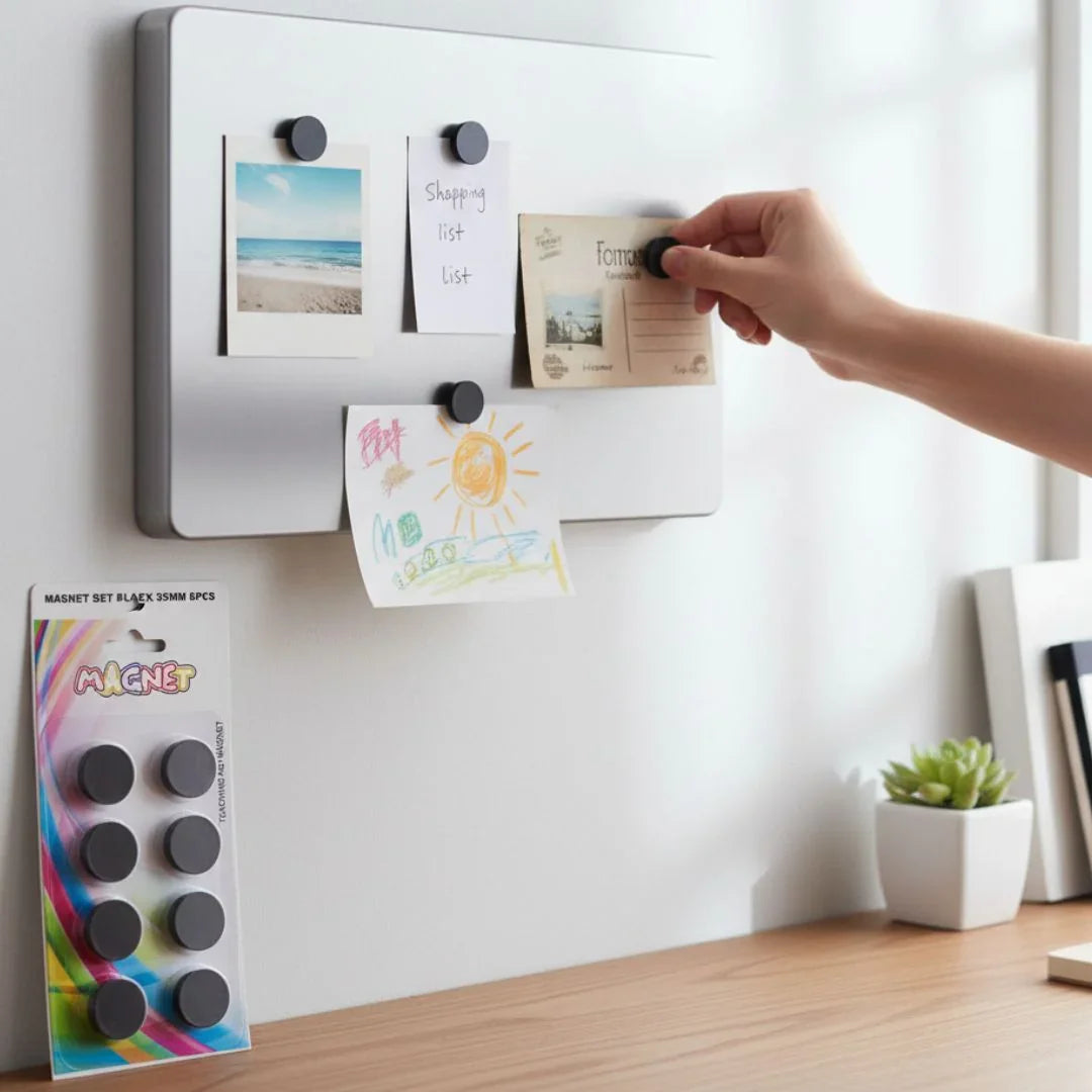 Ravrai Craft - Mumbai Branch Keychains & Fridge magnets Stylish Black Magnet Set - 25mm Size-8pcs (Raw-3237 320025mm)