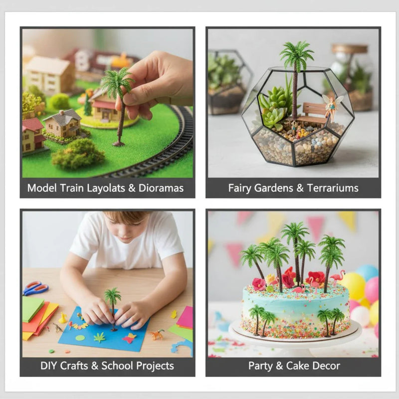 Miniature Palm Trees for Tropical Dioramas & Crafts (Set of 2)