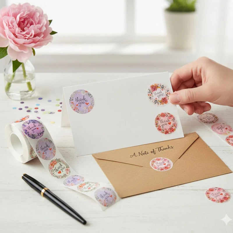 Thank You Stickers & Labels for Packaging (500 Sticker Roll of 1 Inch)