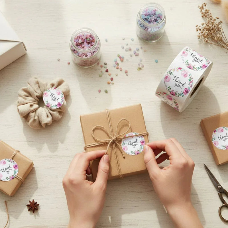 Thank You Stickers & Labels for Packaging (500 Sticker Roll of 1 Inch)