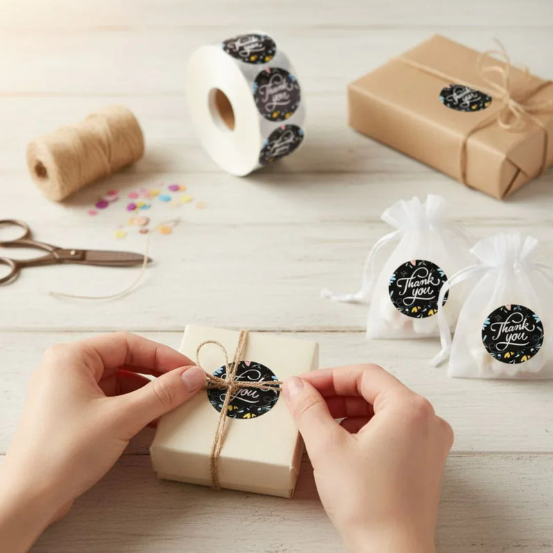 Thank You Stickers & Labels for Packaging (500 Sticker Roll of 1 Inch)