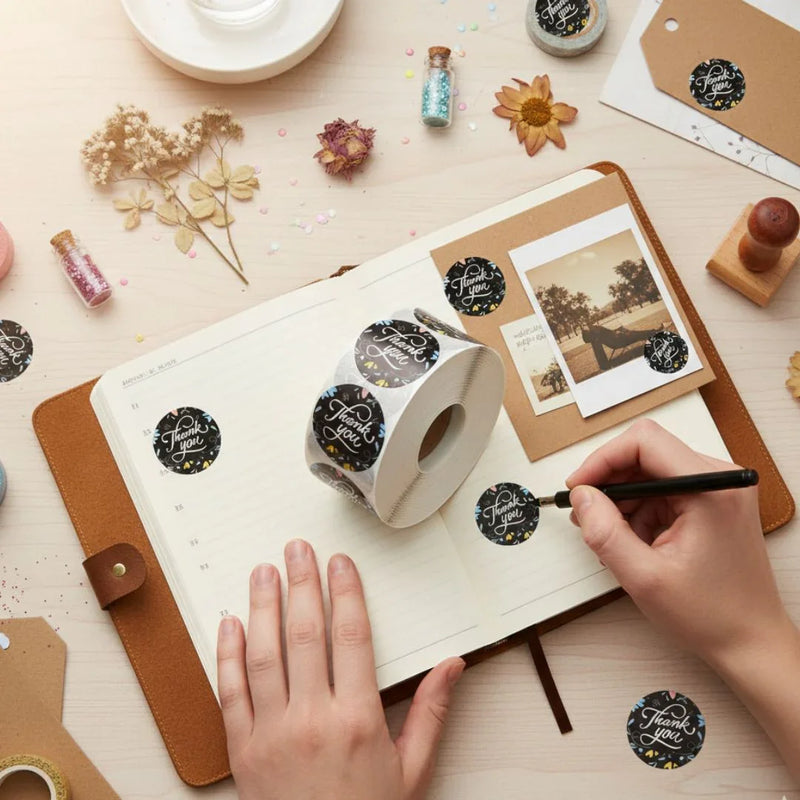 Thank You Stickers & Labels for Packaging (500 Sticker Roll of 1 Inch)