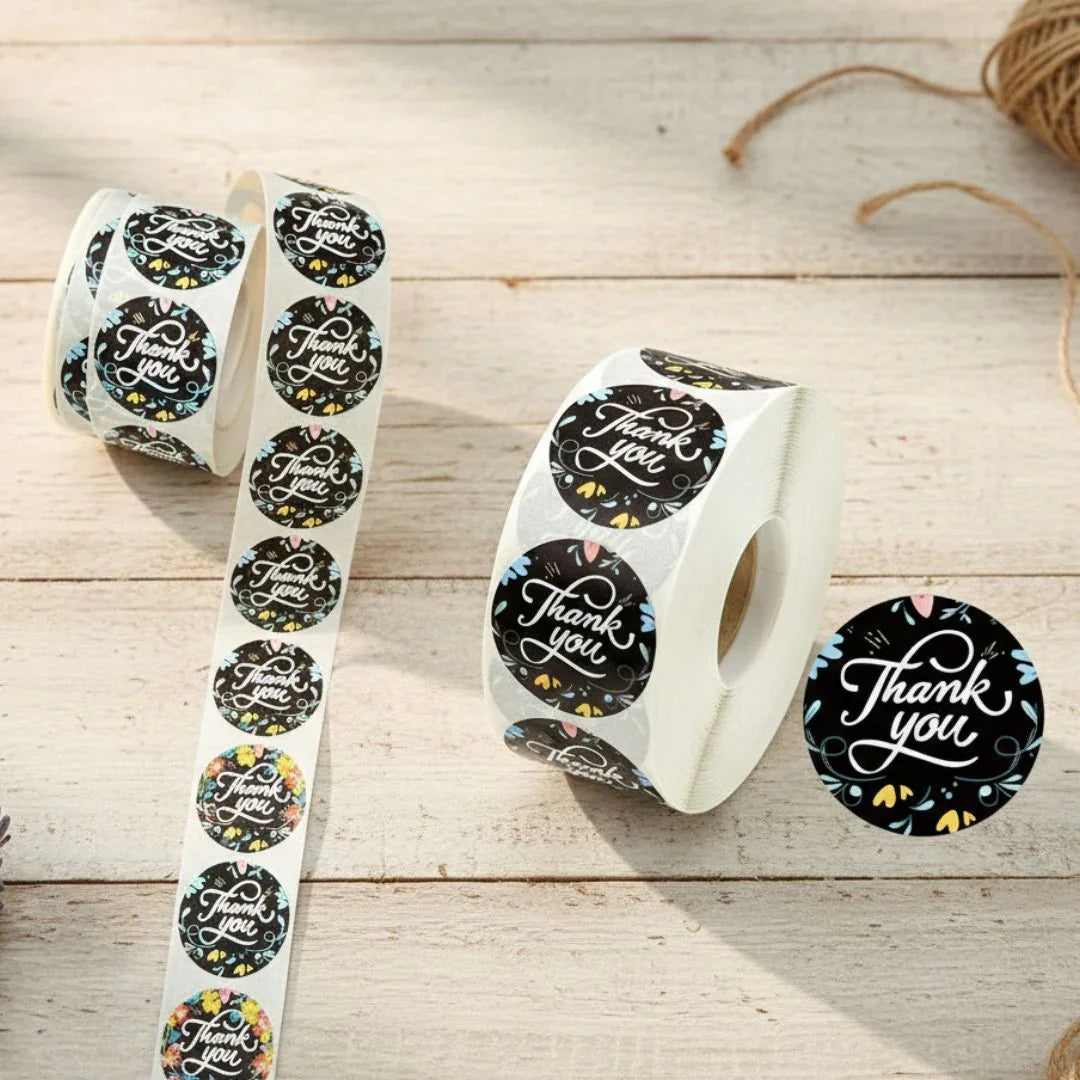 Thank You Stickers & Labels for Packaging (500 Sticker Roll of 1 Inch)