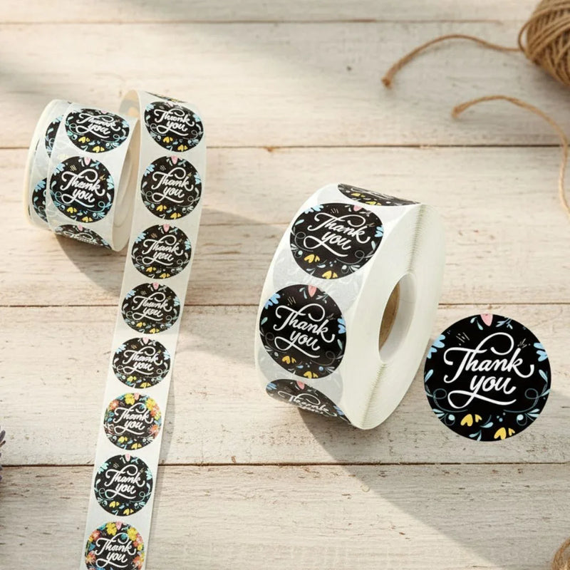 Thank You Stickers & Labels for Packaging (500 Sticker Roll of 1 Inch)