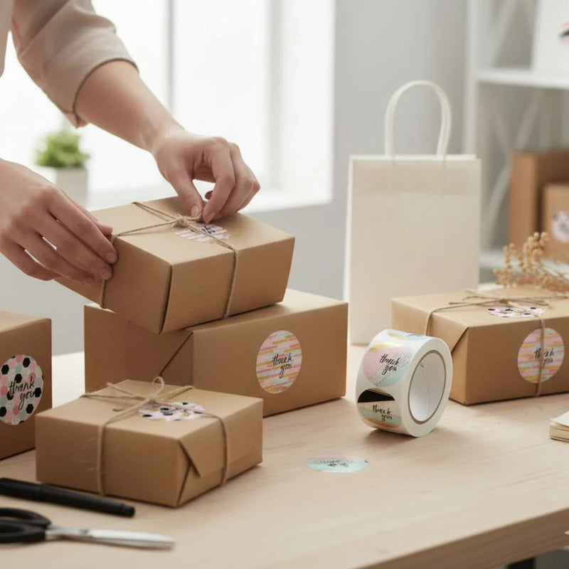 Thank You Stickers & Labels for Packaging (500 Sticker Roll of 1 Inch)